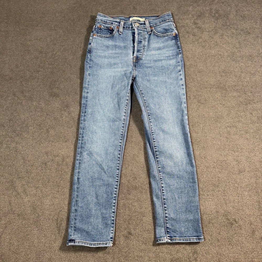Levi's Wedgie Straight Jeans Women's 26x26 Button Fly Medium Wash Blue Denim